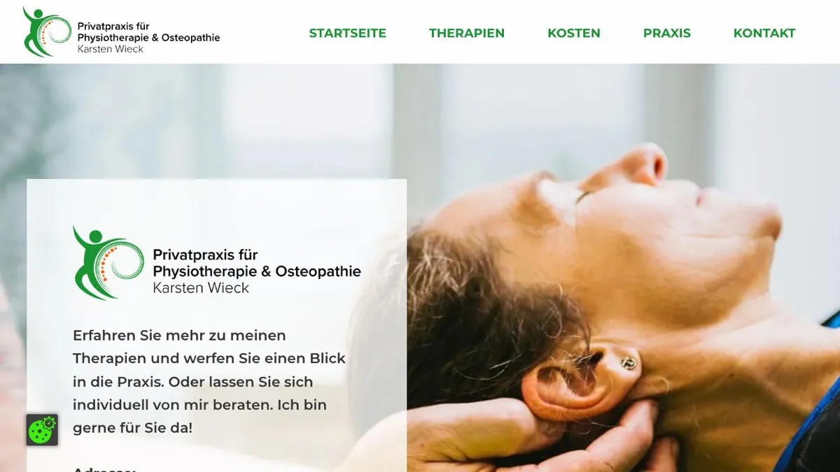 Startseite der Privatpraxis für Physiotherapie und Osteopathie Karsten Wieck